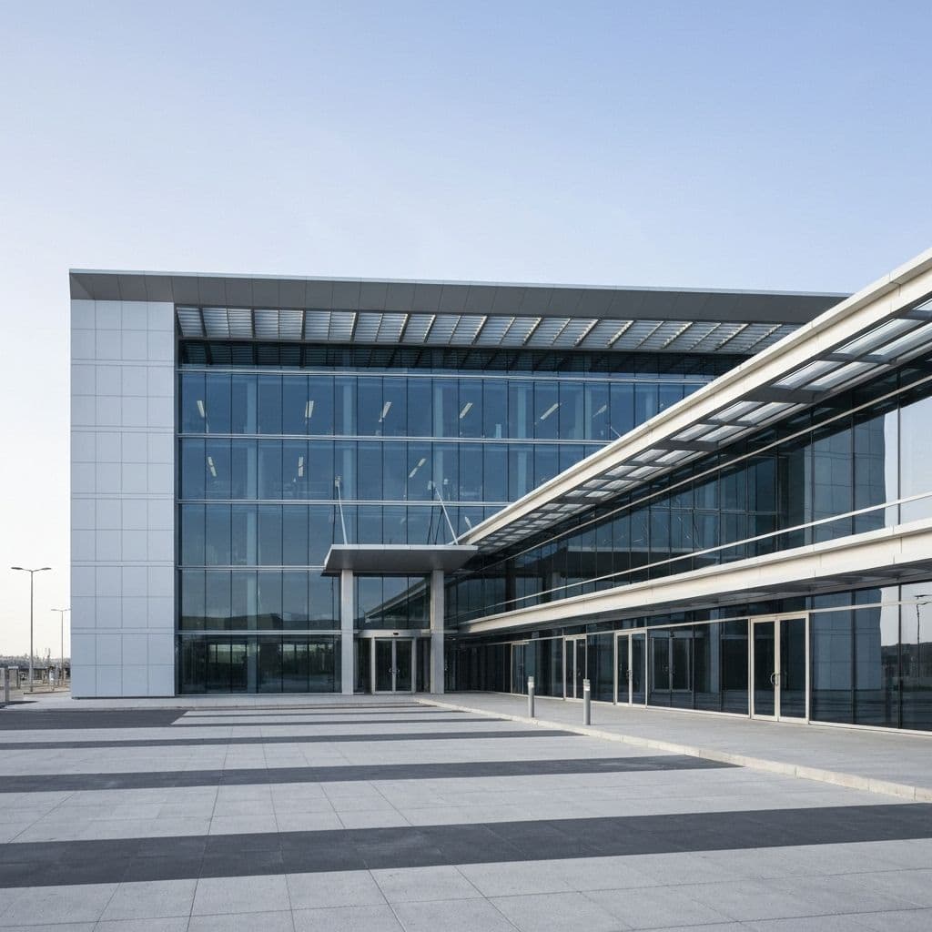 Corporate building facade representing commercial insurance and risk coverage