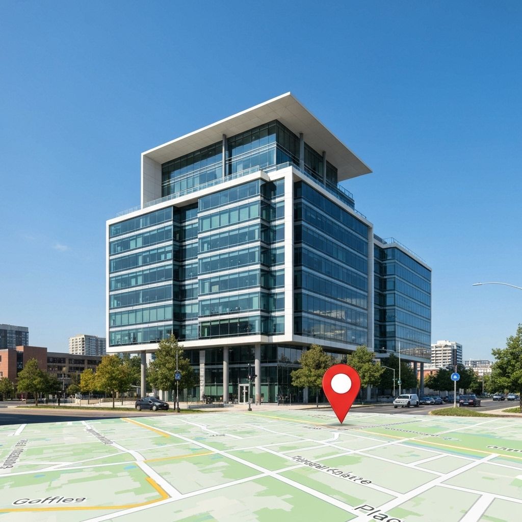 Map showing office location with pin marker